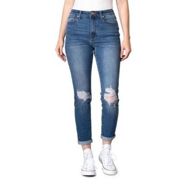 Gemma Rae Denim - Gemma Rae Juniors' High-Rise Mom Jeans, Mandy, 7